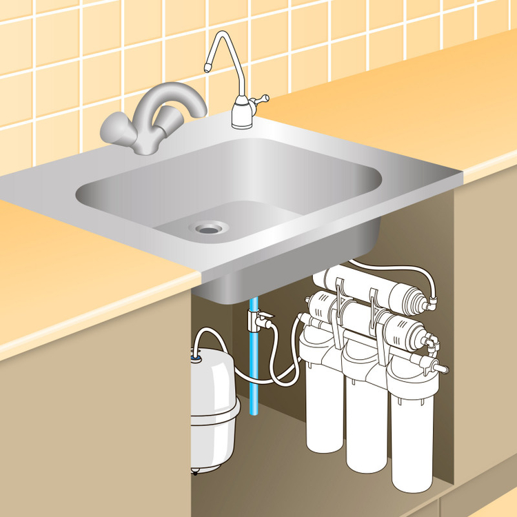 Prio Новая Вода Start Osmos OU380  система обратного осмоса с недорогими фильтрующими элементами и баком на 6л., Тип постфильтра: Без минерализации, фото 